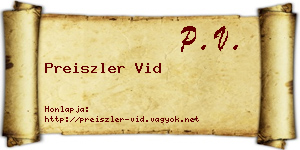 Preiszler Vid névjegykártya